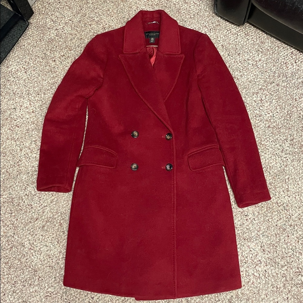 Paul Costelloe black label Women's Red wool Double-Breasted Coat- like new